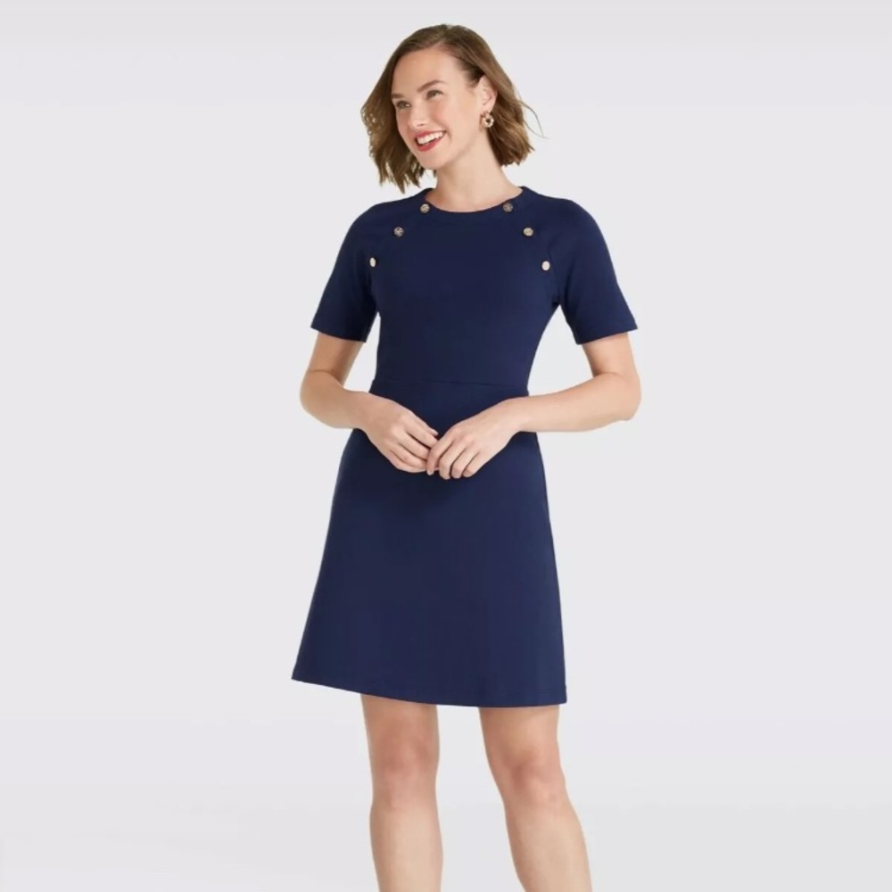 NWT Draper James Sailor Button Navy Dress